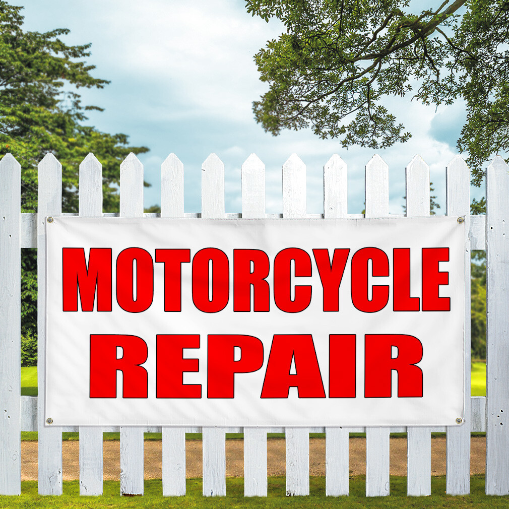 Vinyl Banner Multiple Sizes Motorcycle Repair Weatherproof Industrial Yard Signs