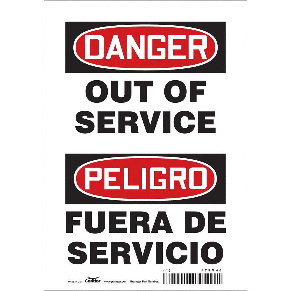 CONDOR 479M46 Safety Sign,10 inx7 in,Vinyl 479M46