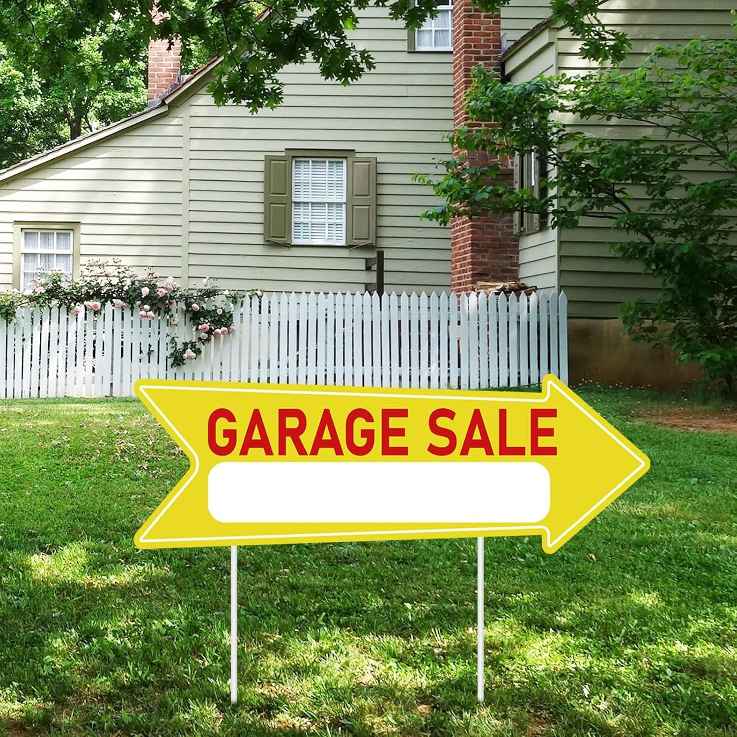 Large 17 x 6 Inch Garage Sale Arrow Signs with 12 Stakes – Instant Attention