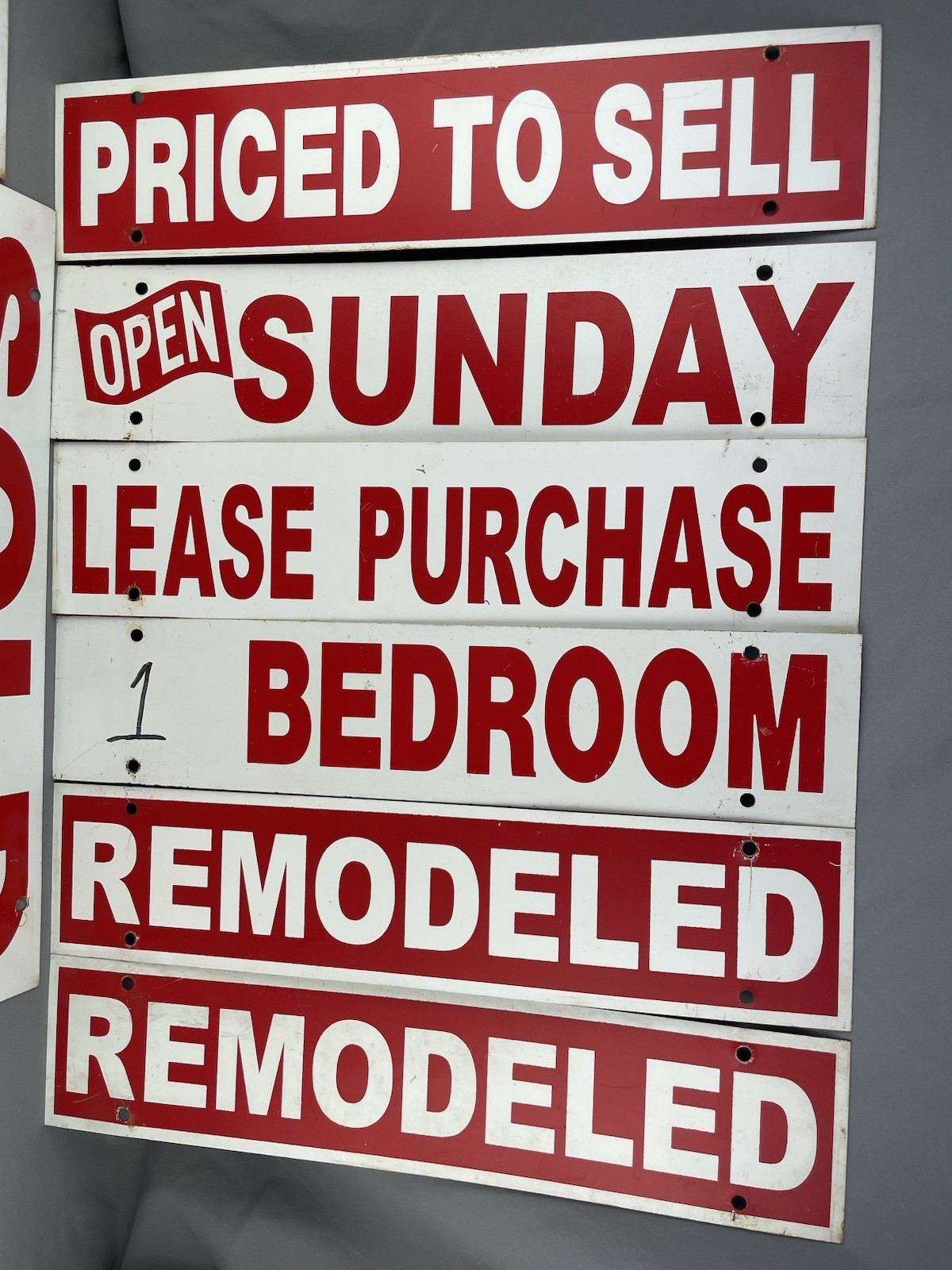 Lot of 13 Metal Real Estate Hanging Signs 4&Prime; x 18&Prime; Golf Course Horse Privileges