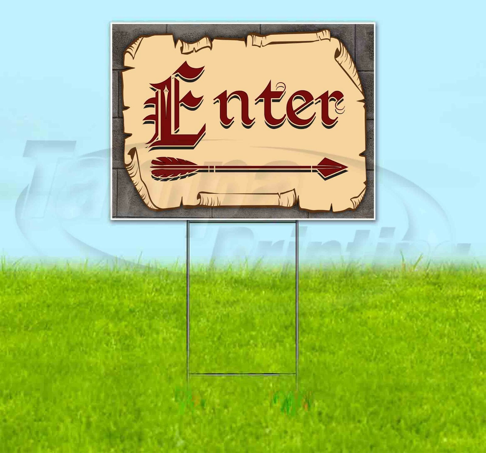 ENTER ARROW 18×24 Yard Sign Corrugated Plastic Bandit Lawn Business USA MEDIEVAL