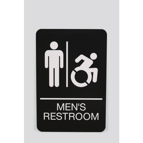 Headline Sign ADA Sign, Men&rsquo;s Restroom, 6 x 9, Black Face, White Graphics