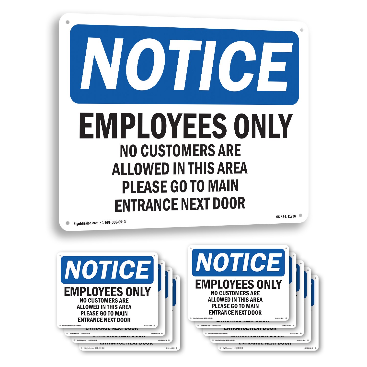 Employees Only No Customers Are Allowed OSHA Notice Sign Or Decal – 5 or 10 Pack
