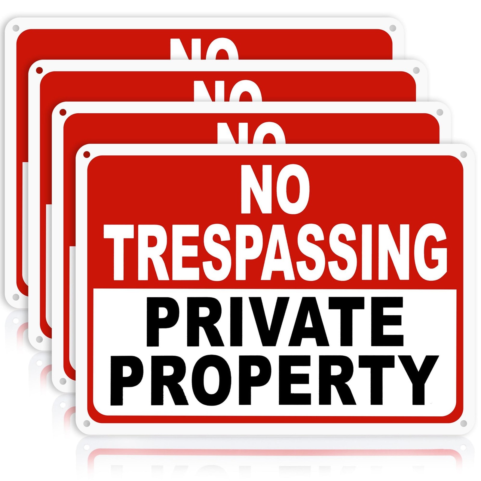 4 Pack Large No Trespassing Signs Private Property – 14X10 Inch 40 Mil Heavy Dut