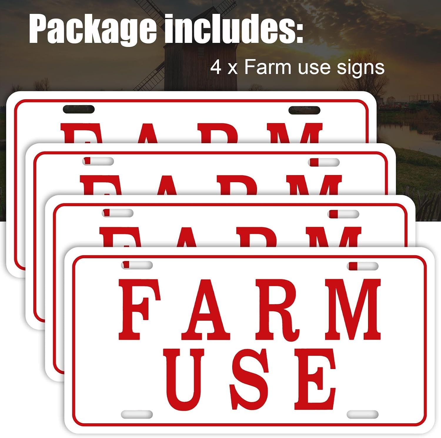 Blulu 4 Pieces Farm Use ID Tag Sign 12 x 6 Inch, Aluminum Reflective Rust Free F