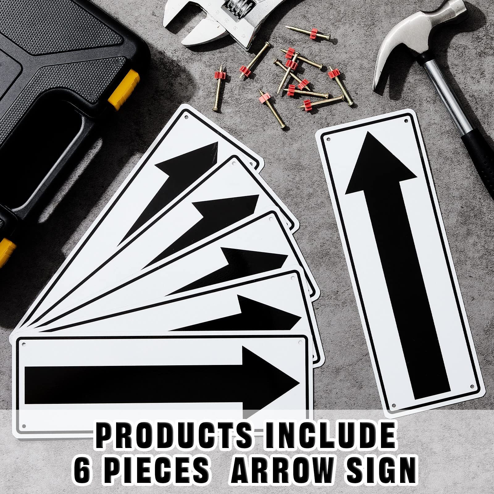 Metal Arrow Sign 10 x 3.5 Inch Aluminum Reflective Road Right Arrow Sign