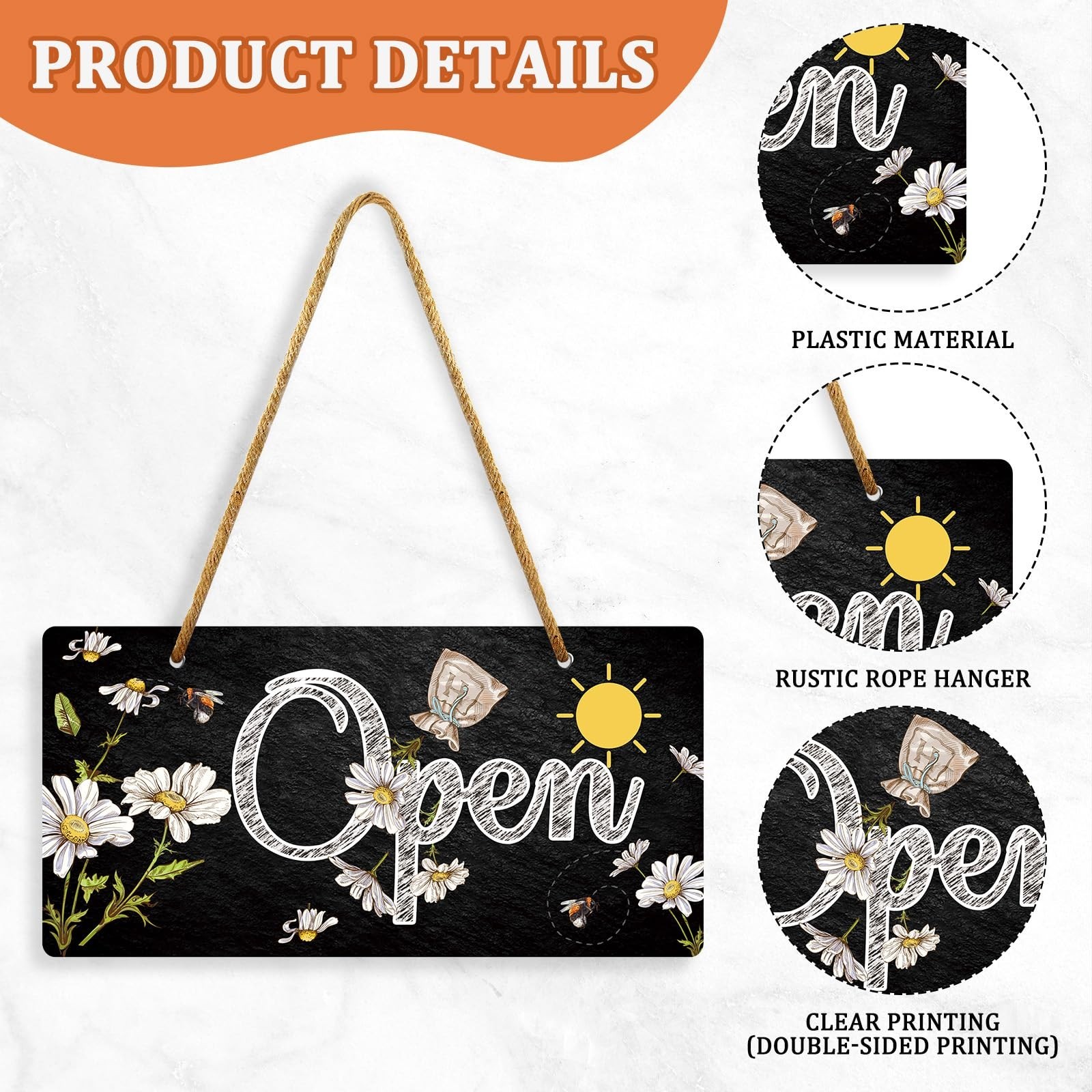 Open Closed Signs for Business Reversible Double Sided Business Hours Sign Bu…