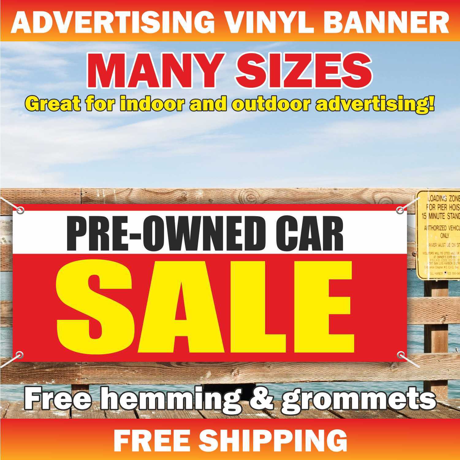 PRE-OWNED CAR SALE Advertising Banner Vinyl Mesh Sign easy finance used auto