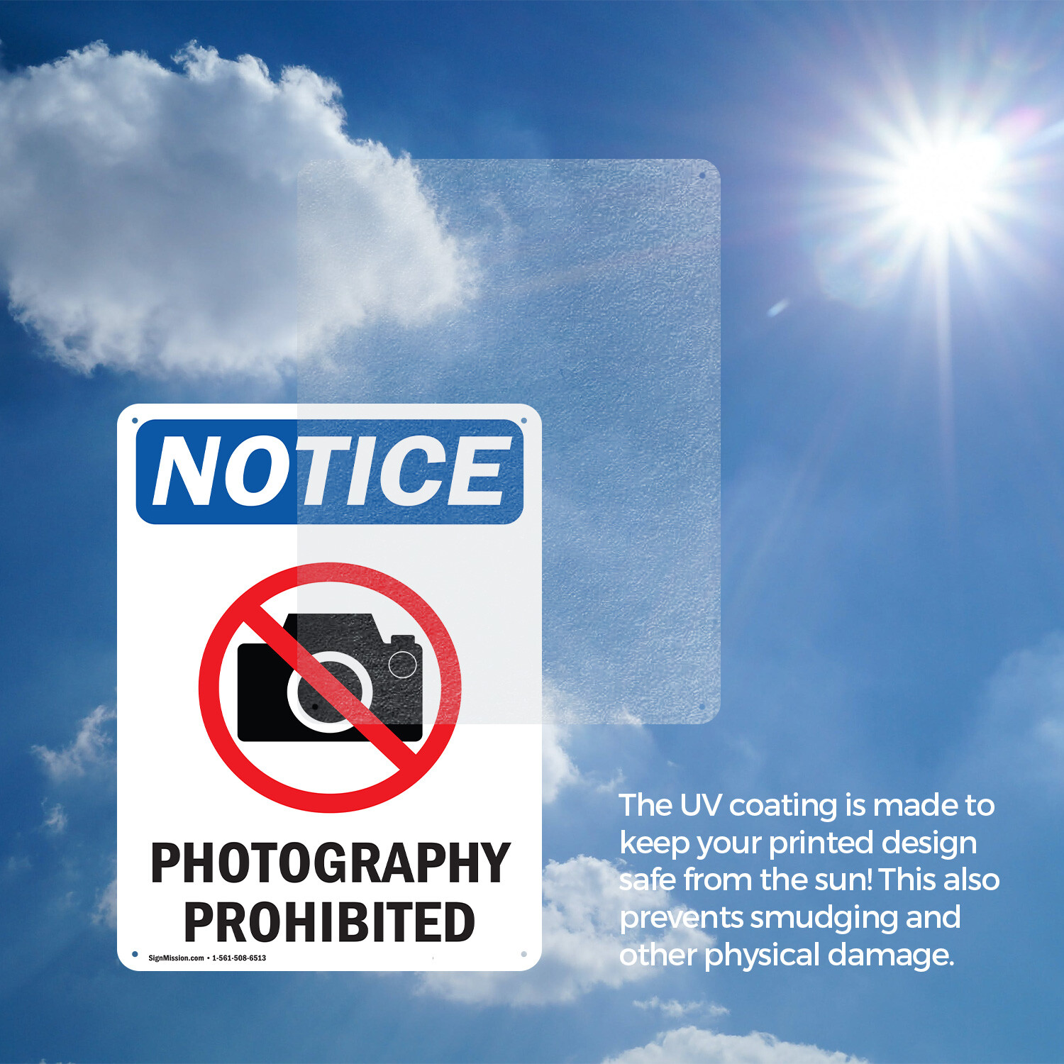 (2 Pack) Photography Prohibited OSHA Notice Sign Decal Metal Plastic
