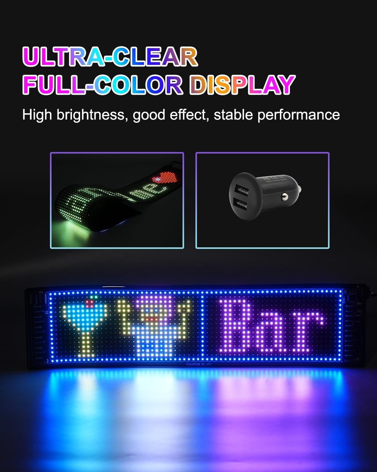Programmable LED Sign with Bluetooth – Vibrant Scrolling Display, 23&Prime; x 5&Prime;