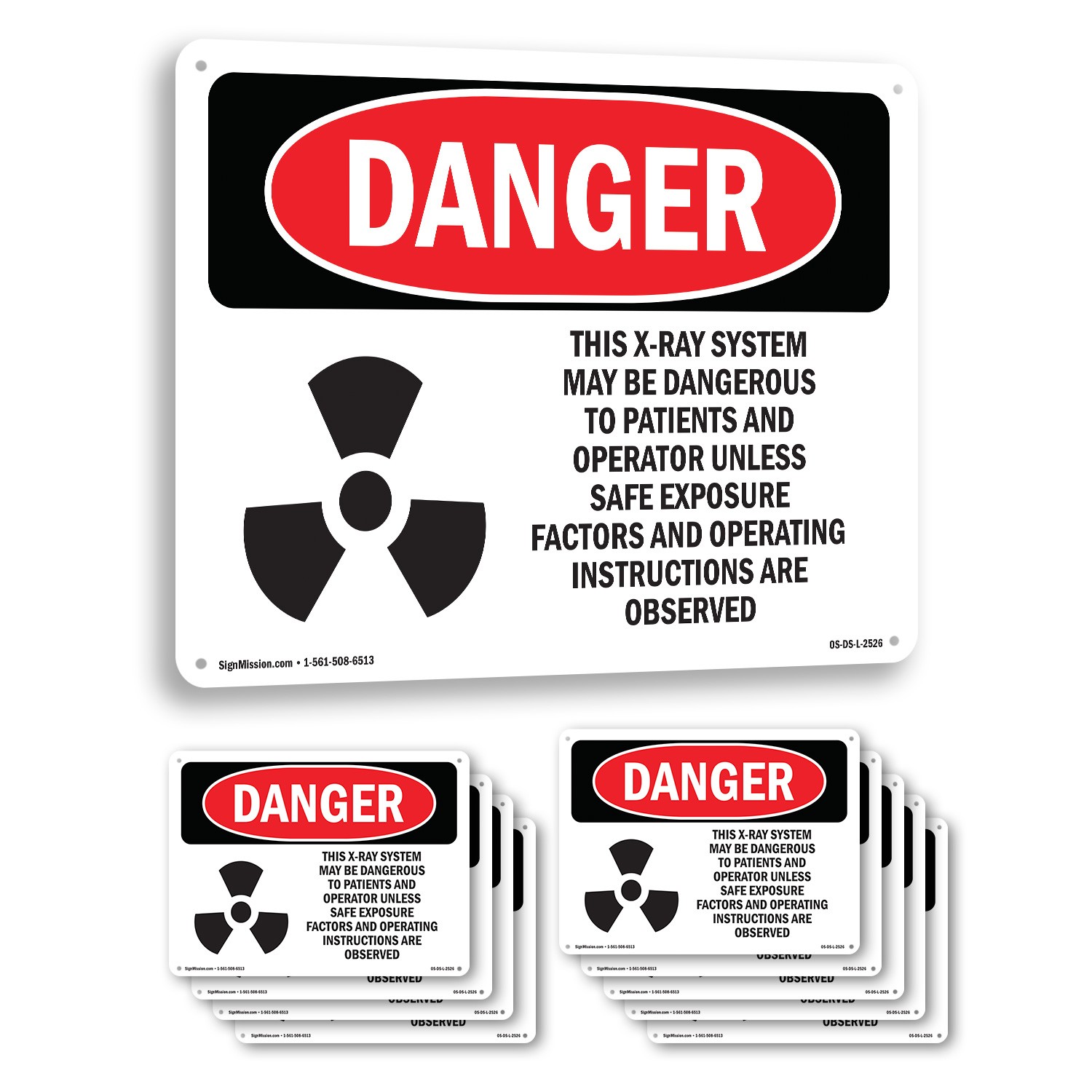 This X OSHA Danger Sign Metal, Plastic, Or Decal – 5 or 10 Pack