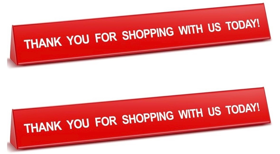 2 Pcs Checkout Lane Divider Sign Double Side Printed Thank You For Shopping With
