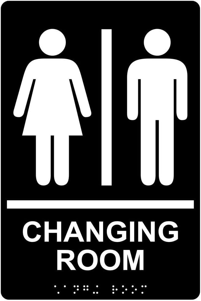 9×6 Inch Acrylic Changing Room Sign with Braille & Easy Mount Adhesive Strips