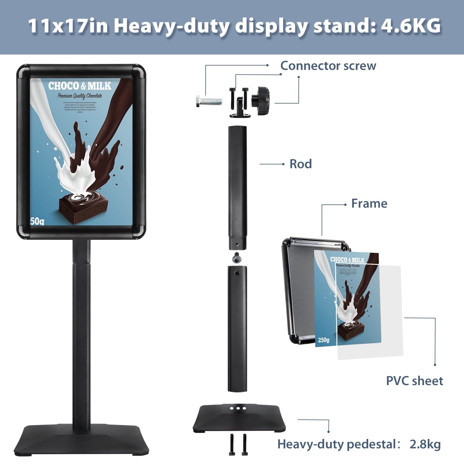 Heavy-duty Poster Stand Holder 11&Prime;x 17&Prime; Pedestal Floor Standing Sign Holder V…