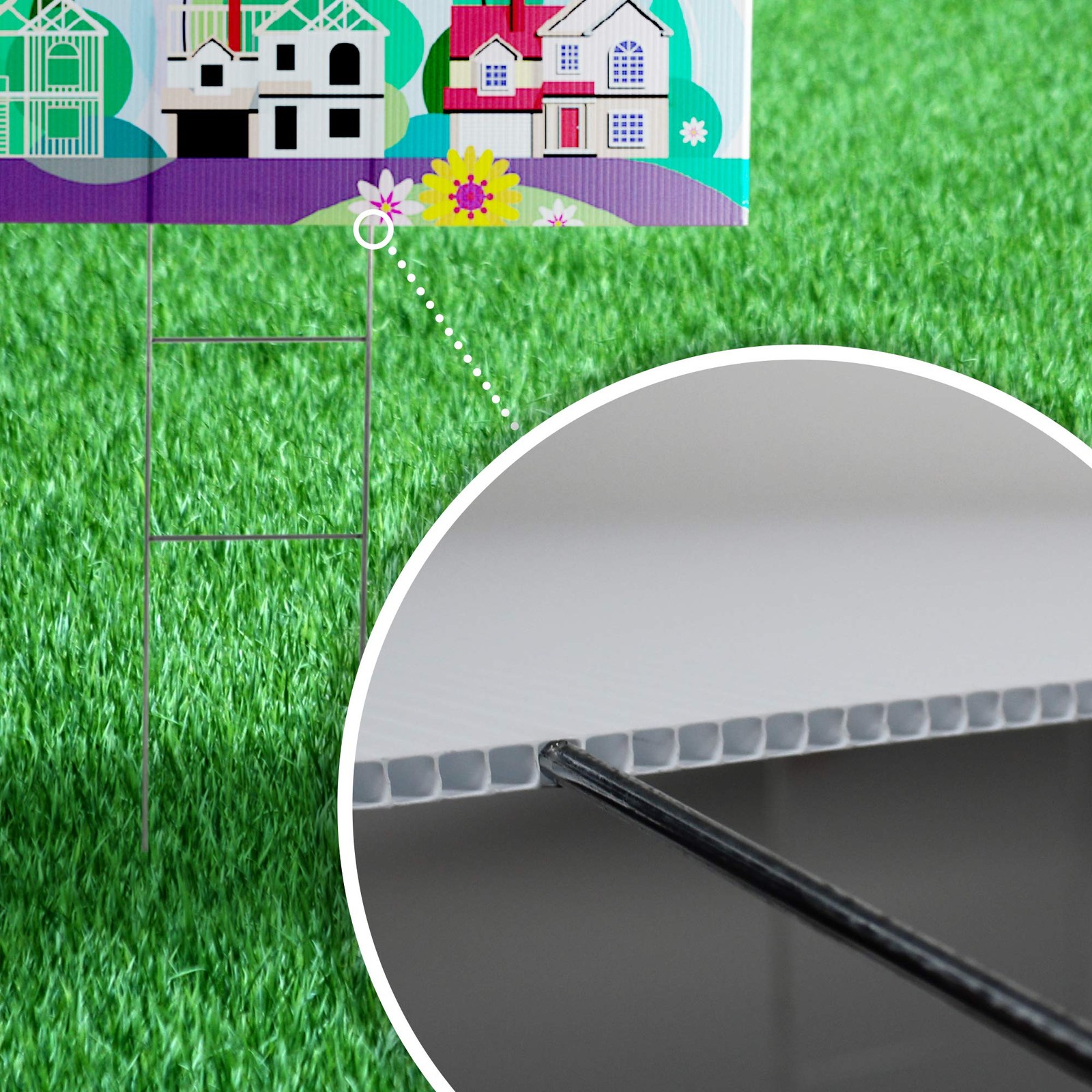 HeadLine Sign – Blank Yard Sign and H-Frame Ground Stake Sign Holder Set, Whi…