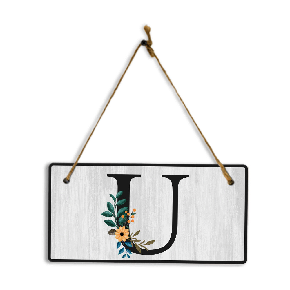 U Flower Decor 5×10 Hanging Wall or Door Sign | Alphabet Letter Room Decoration