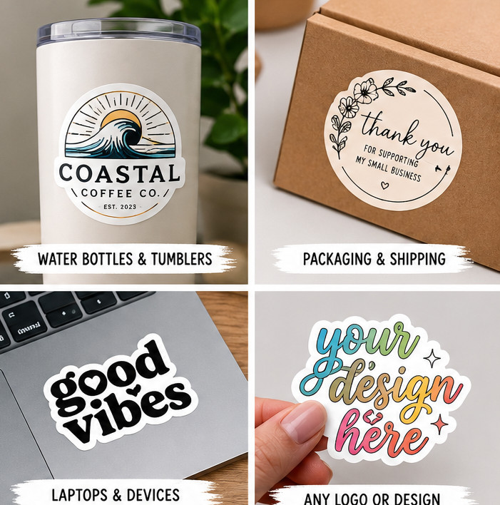 2&Prime;x2&Prime; Custom Die Cut Logo Stickers | Waterproof Vinyl | Business Branding