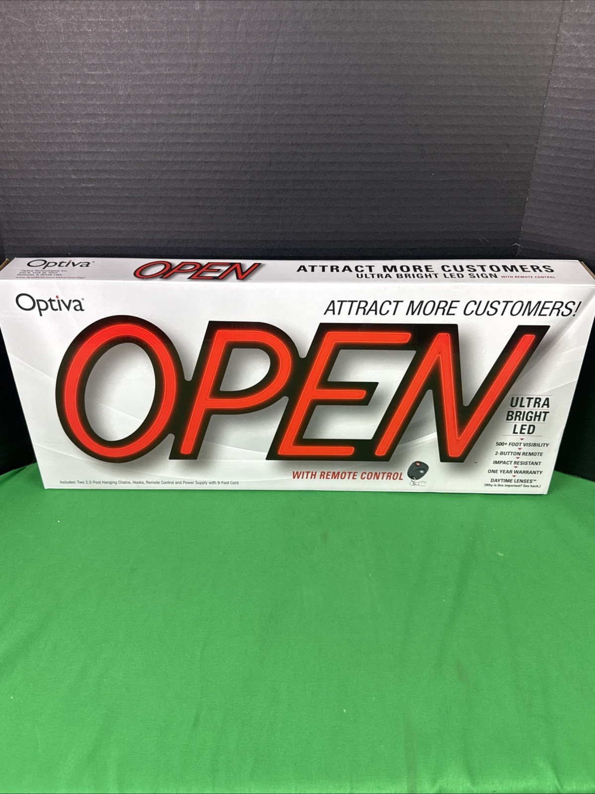 Optiva Ultra Bright LED Open Sign with Remote Control 19.5&Prime;