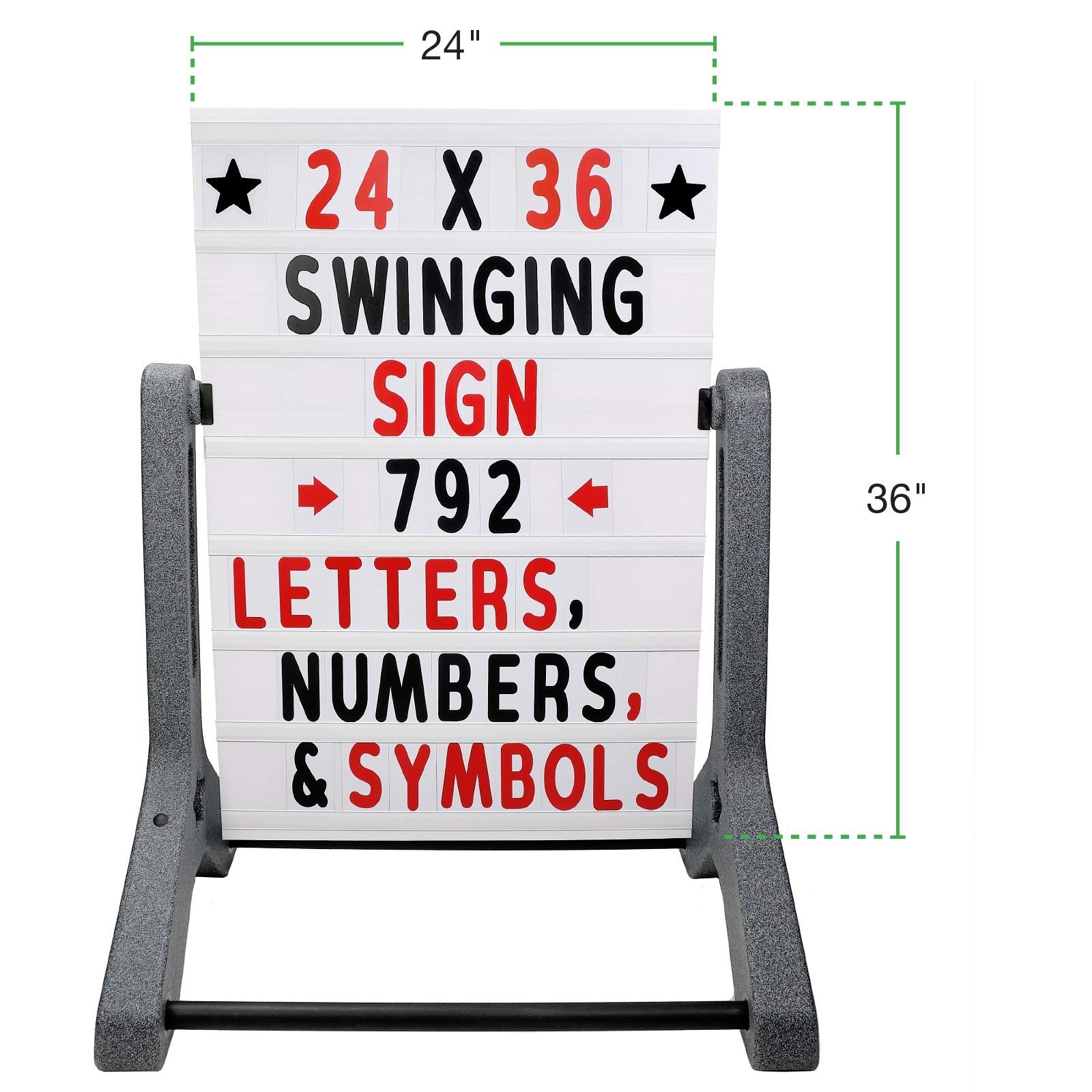 EXCELLO GLOBAL PRODUCTS, Swinging Changeable Message Sidewalk Sign: 24&Prime; x 36&Prime;…