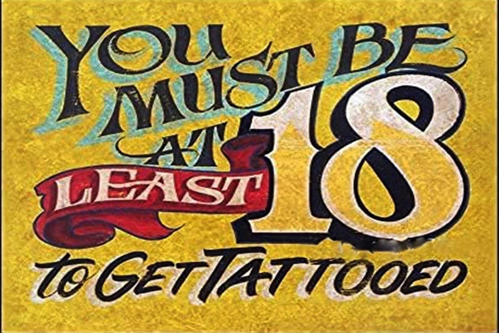 Rustic Wooden Signs Vintage Tattoo Shop Policy Print. You Must be at Least 18…