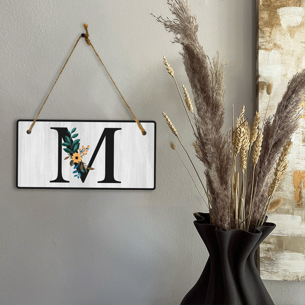 M Flower Decor 5×10 Hanging Wall or Door Sign | Alphabet Letter Room Decoration