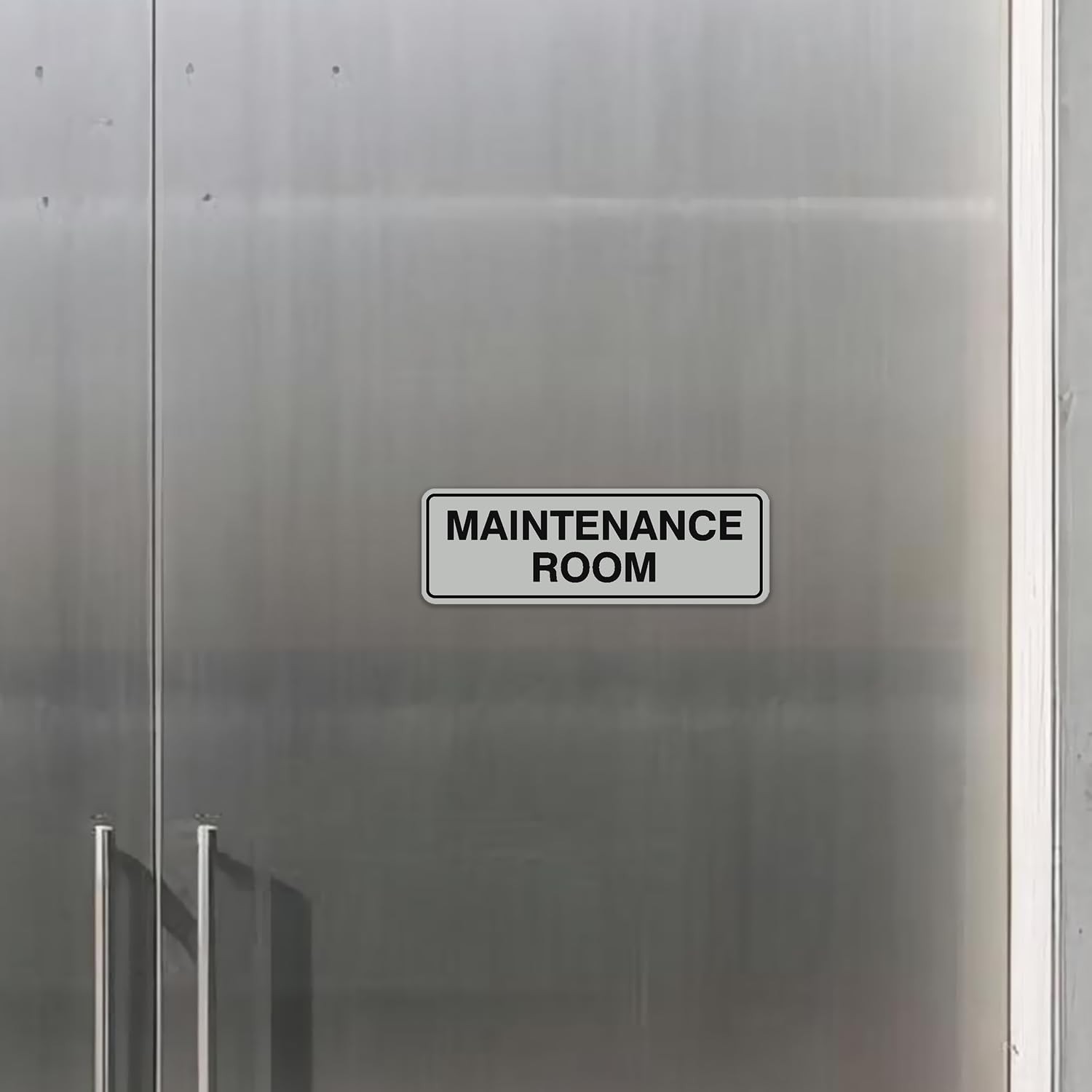 Standard Maintenance Room Sign Wall Or Door Plaque Brushed Silver Large Mount