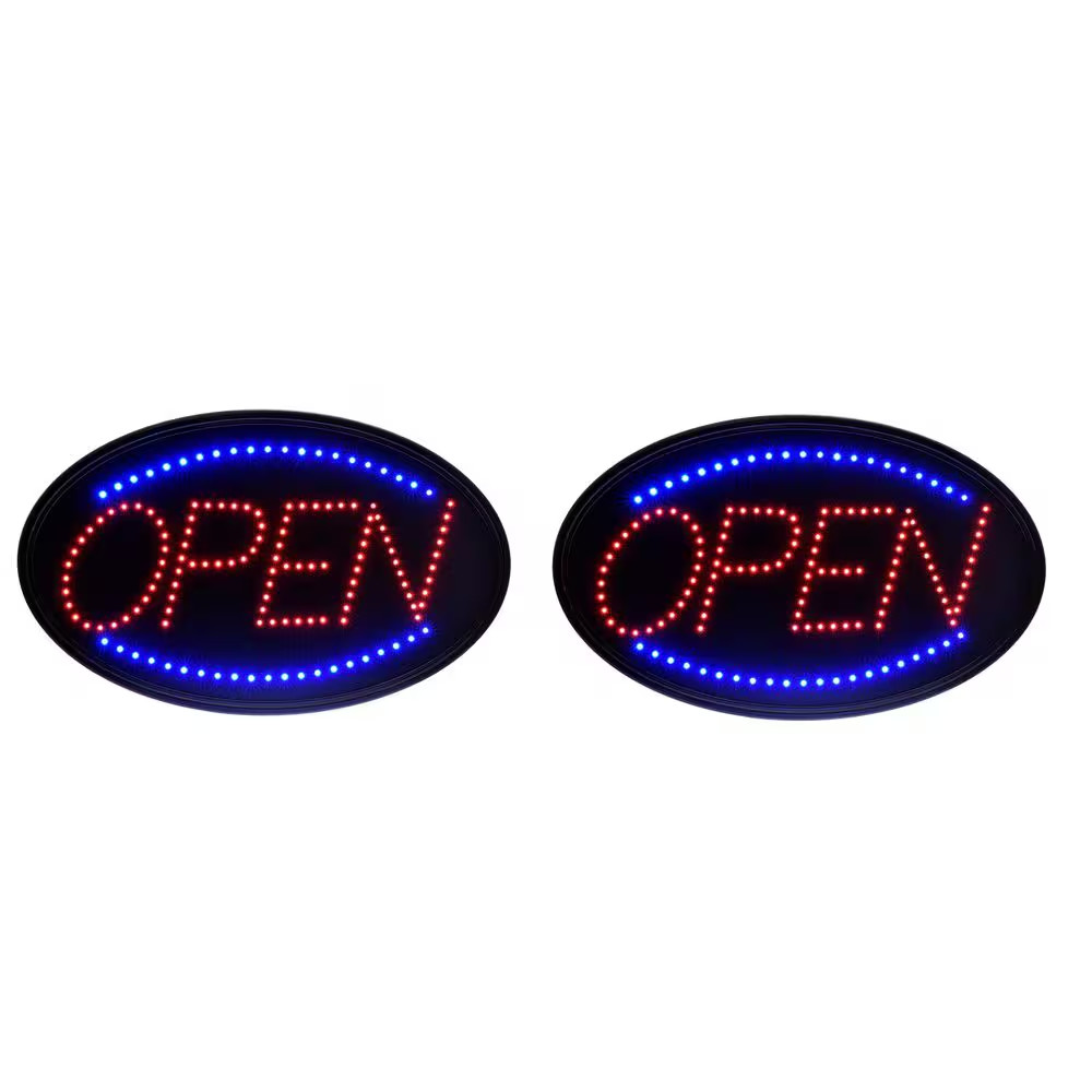 23 In. X 14 In. LED Oval Open Sign (2-Pack)
