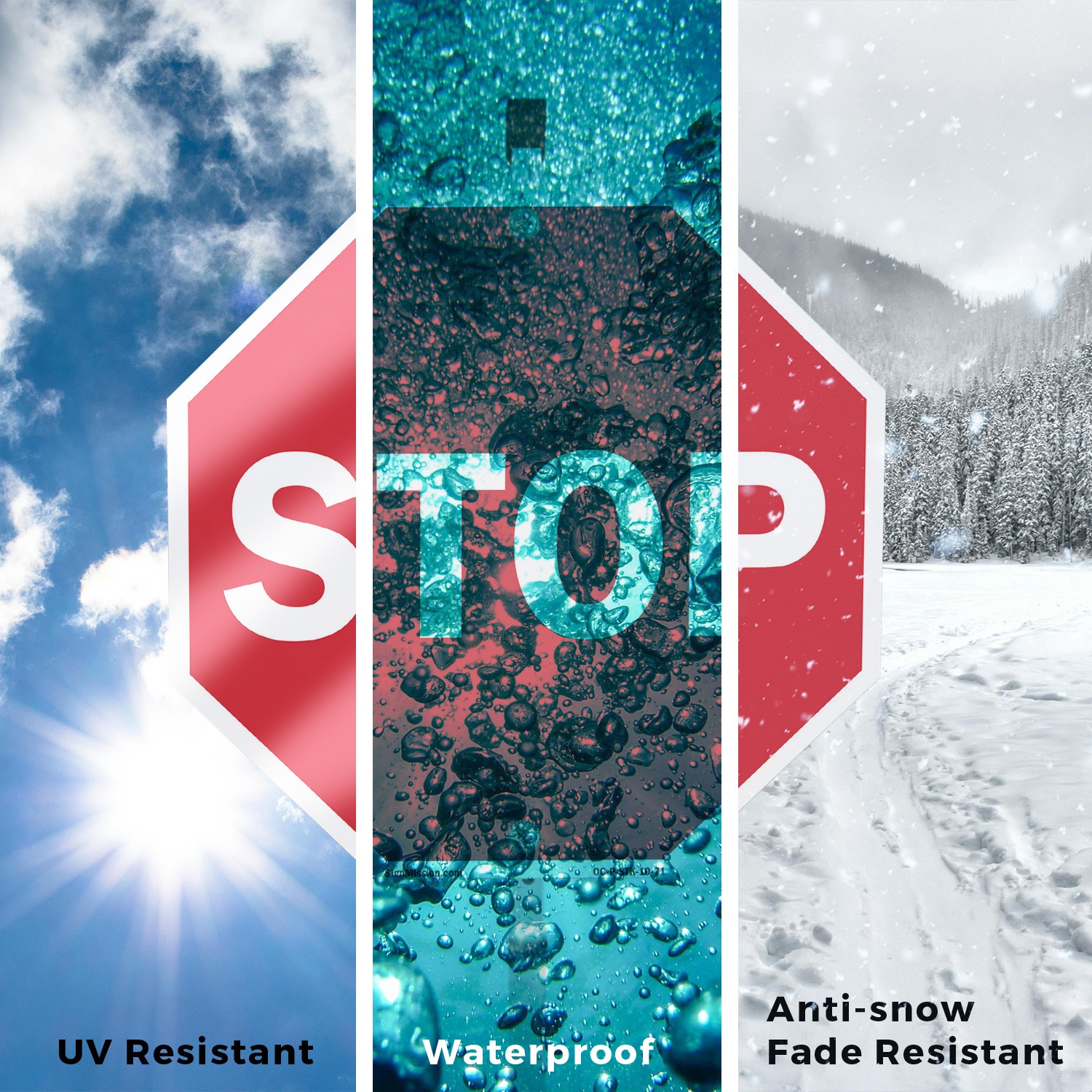 Stop Octagon Sign With Stake Weather Resistant UV Protected for Workplace