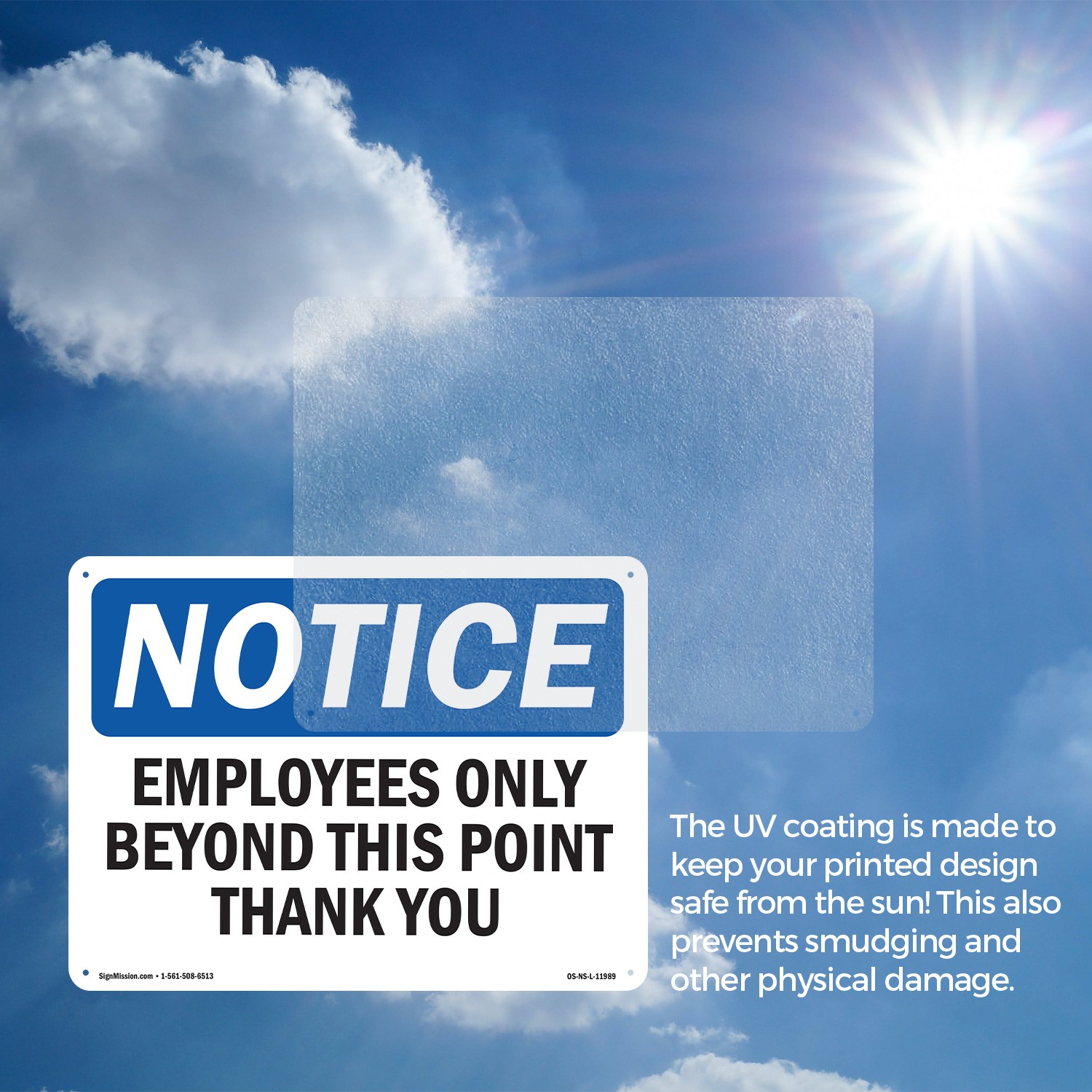 Employees Only Beyond This Point Thank You OSHA Notice Sign, Decal 5 or 10 Pack