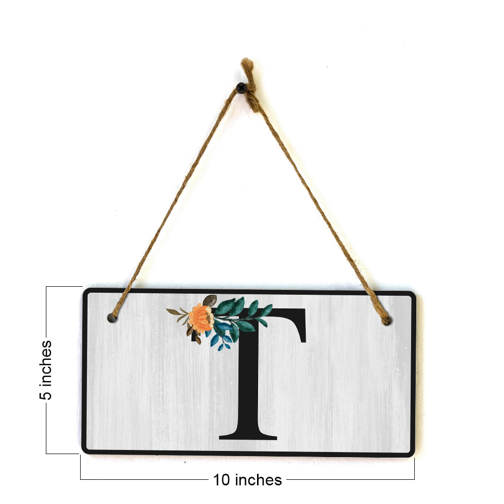 T Flower Decor 5×10 Hanging Wall or Door Sign | Alphabet Letter Room Decoration