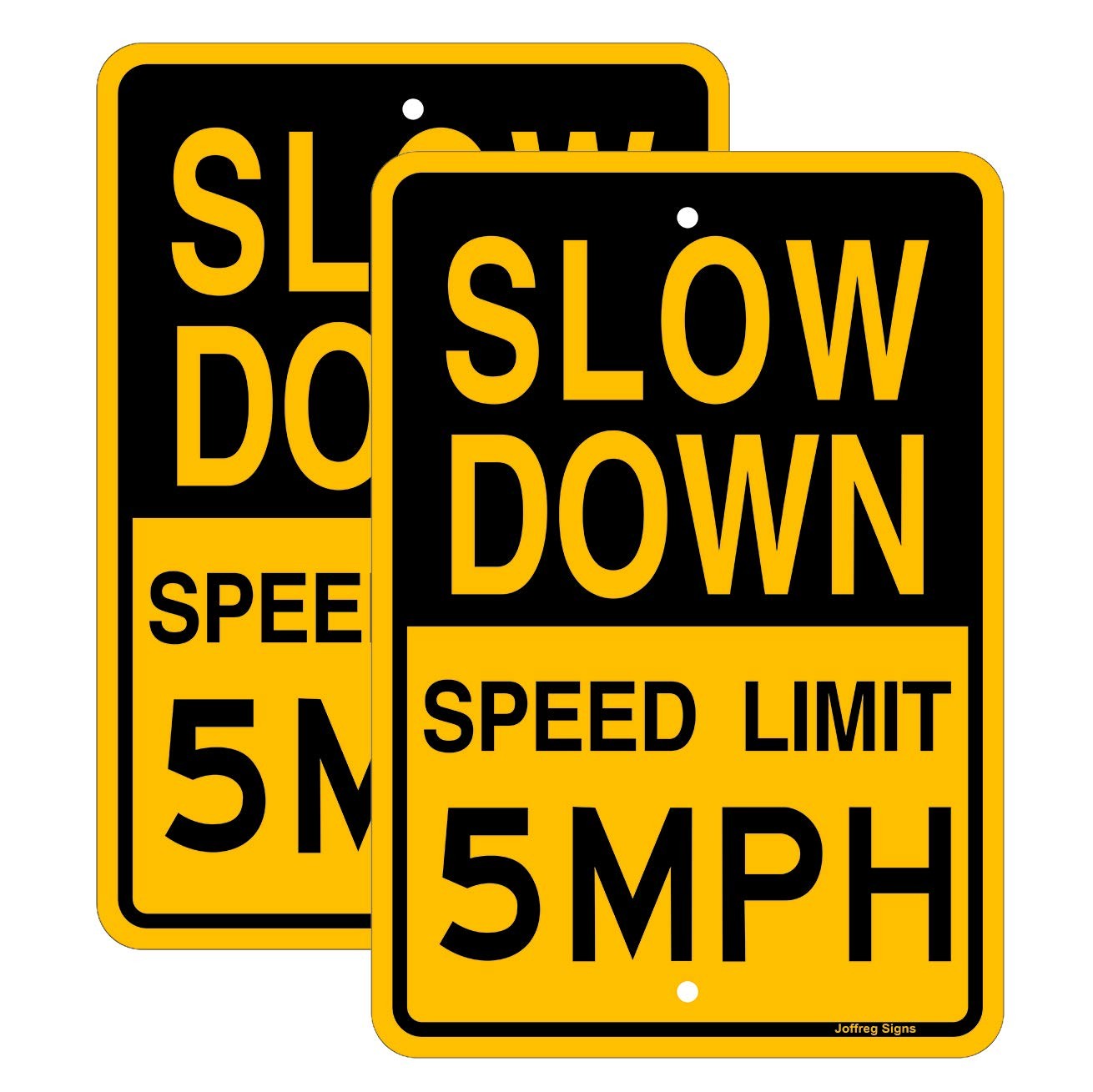 2 Pack 17×12 Inch Slow Down Speed Limit 5MPH Sign Heavy Duty Aluminum Metal Sign