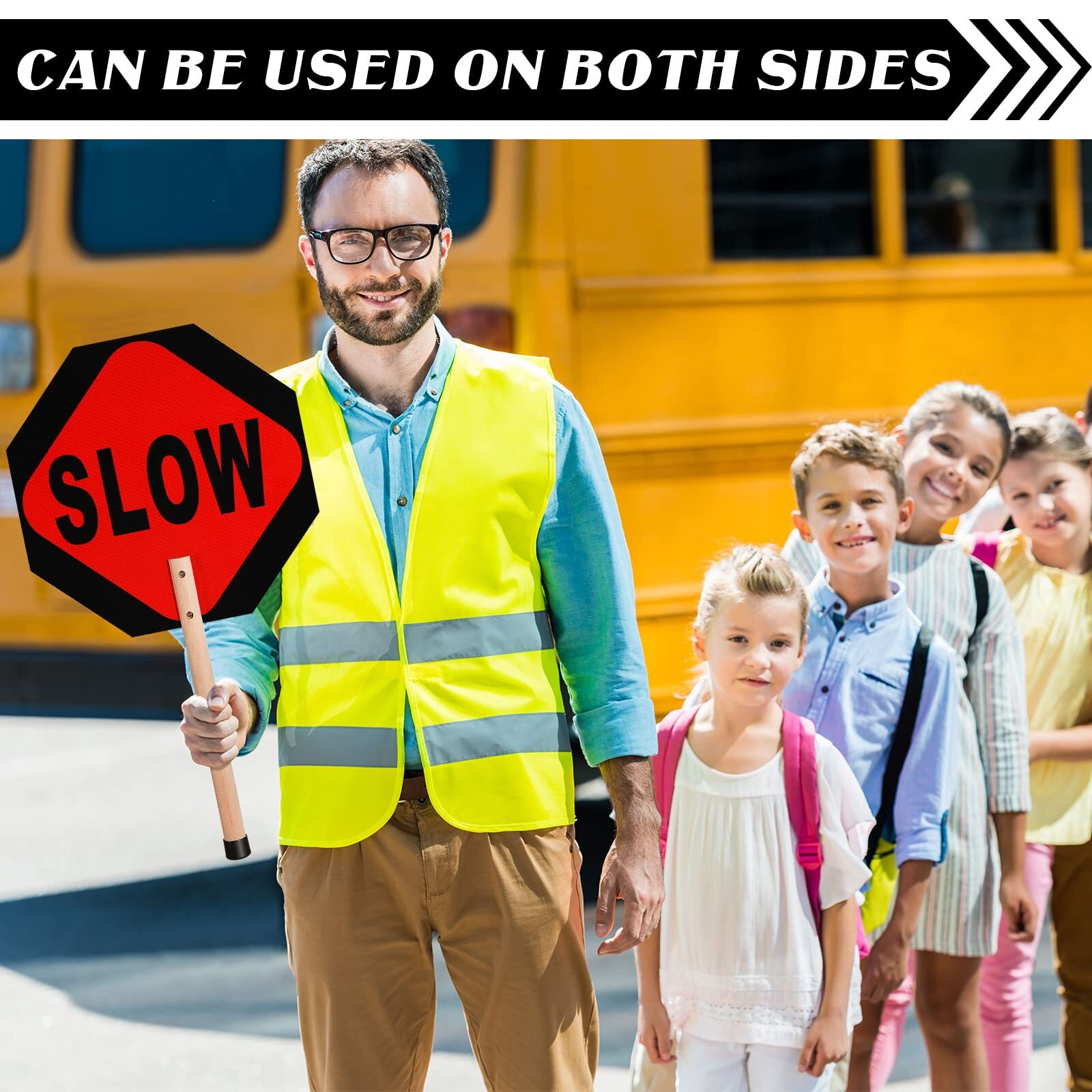 Stop Slow Sign Handheld Stop Sign with Handle 13 x 13 Crossing Guard Stop Sig…
