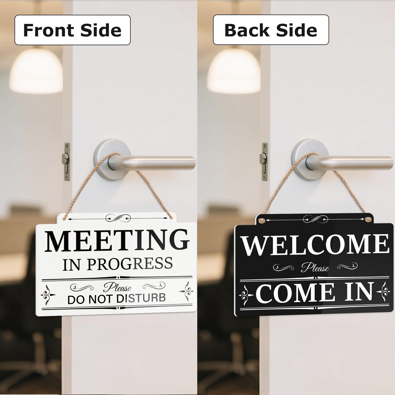Meeting in Progress Door Sign Do Not Disturb Door Hanger Double-Sided Welcome…