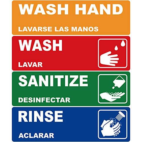 Wash Rinse Sanitize Stickers Great for Restaurants Commercial Kitchens 3 Sink