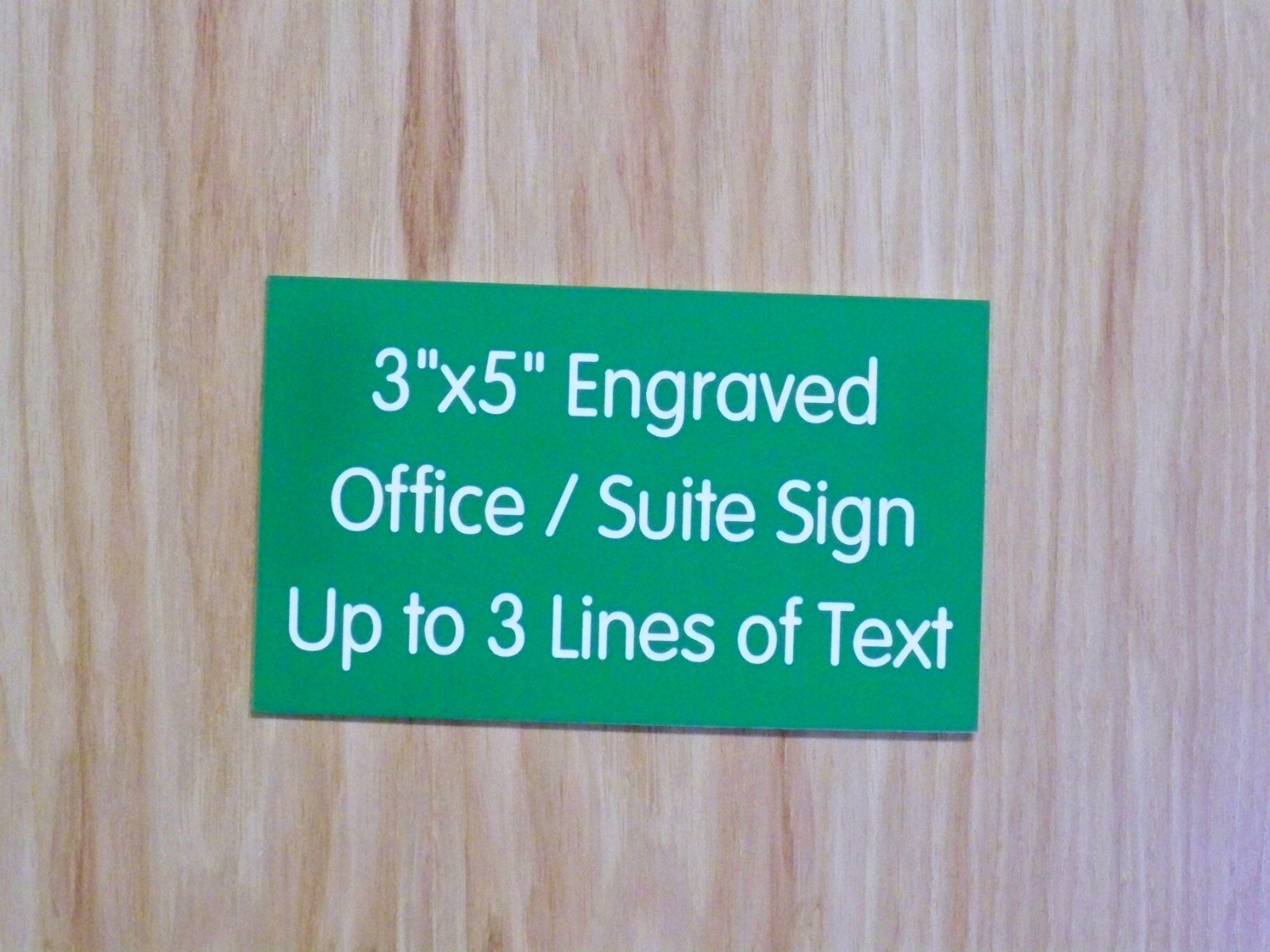 Custom Engraved 3×5 Green Plaque Sign | Add Your Wording | with Adhesive Backing