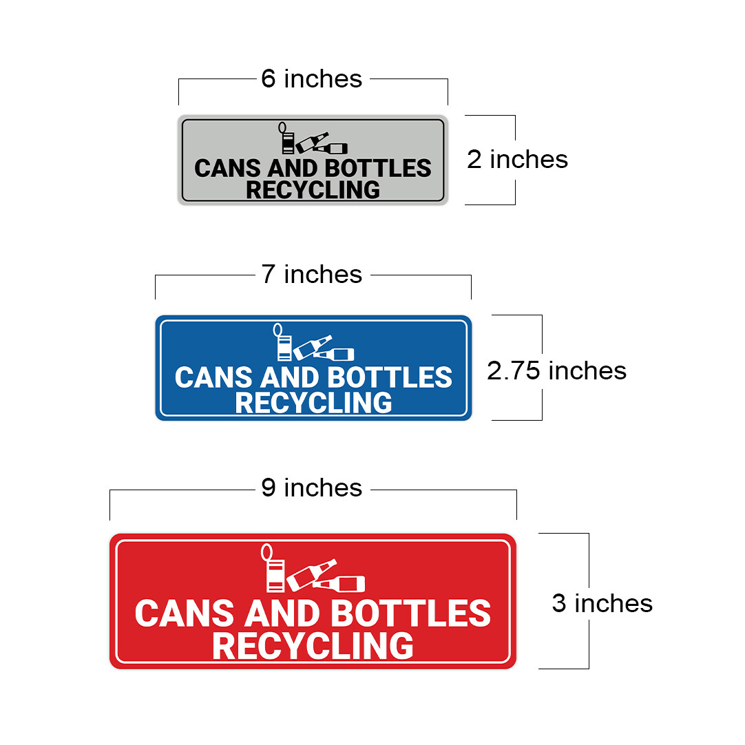Signs ByLITA Standard Cans and Bottles Recycling Wall or Door Sign