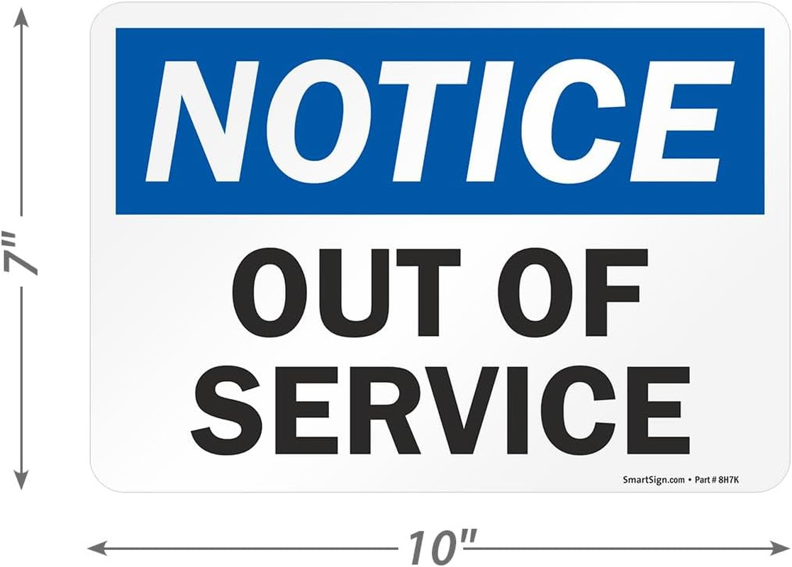 – U9-2382-Mg_7X10 « Notice – Out of Service » Sign | 7&Prime; X 10&Prime; Magnetic Black/Blue