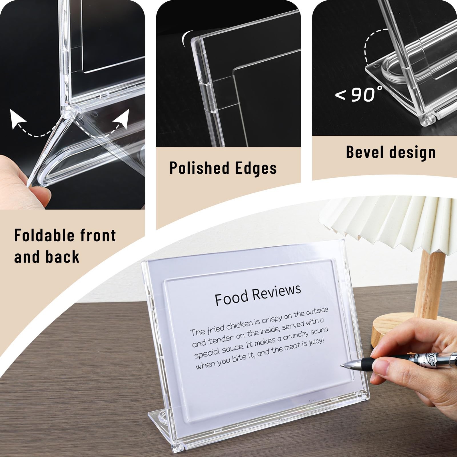 2 Pack 5×7 Inch Sign Holder Horizontal Double-Sided Usage with Swivel Base fo…