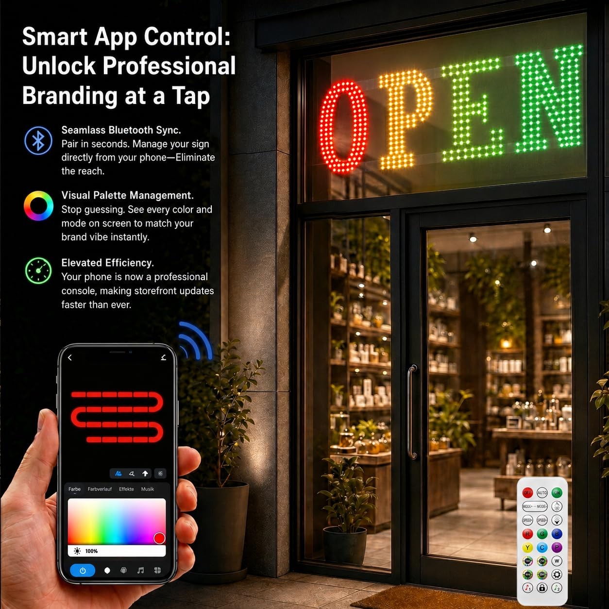 Lemonrole 36X12 Led Open Sign For App Control Timer Custom Visibility For
