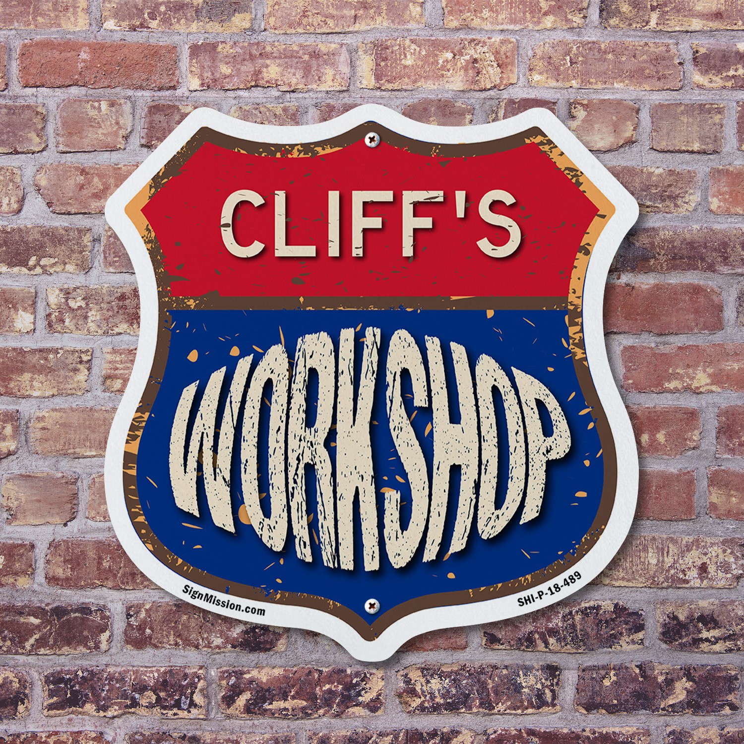 Cliff&rsquo;s Workshop Shield Shaped Sign Weather Resistant Crafted in the USA