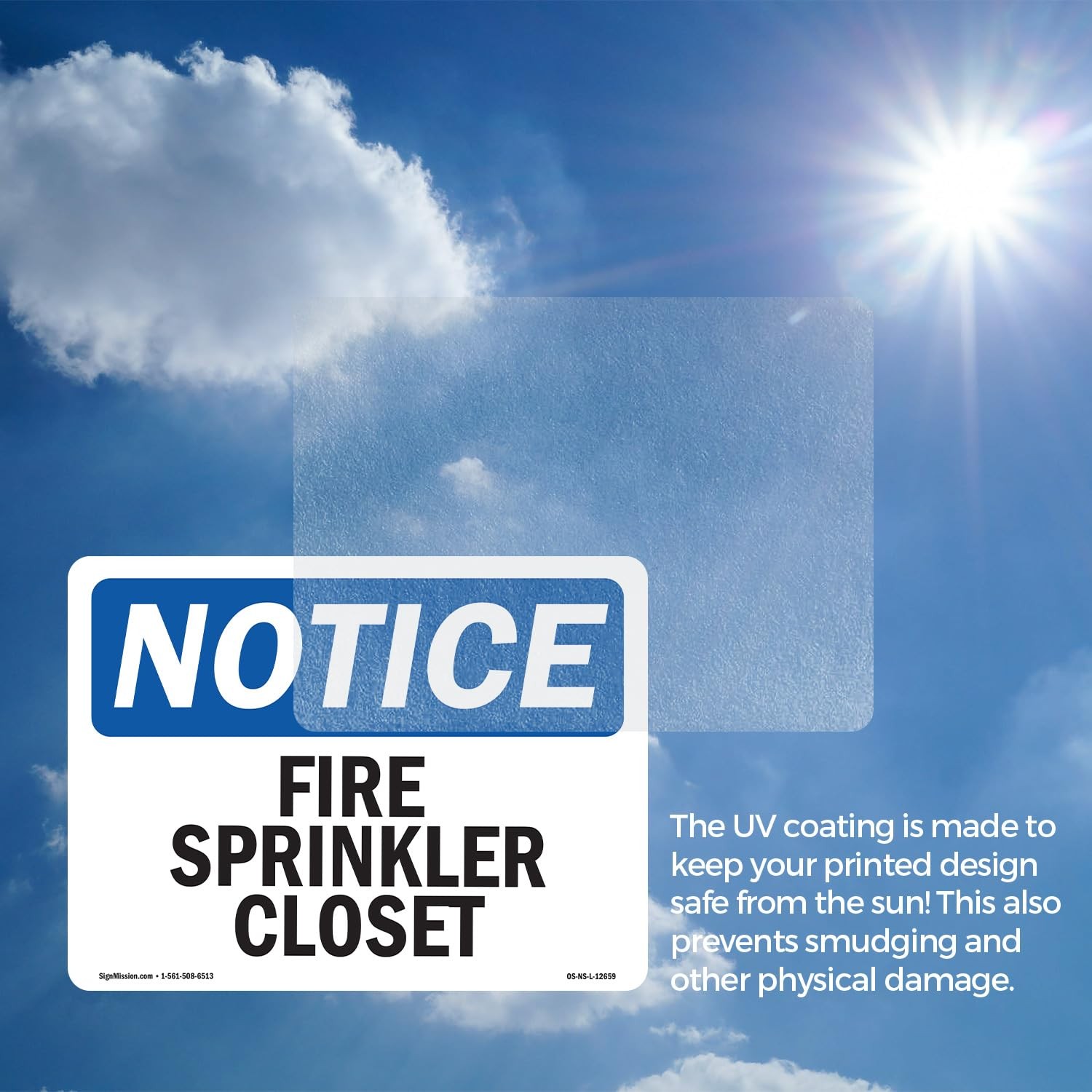 Fire Sprinkler Closet OSHA Notice Vinyl Decal Label 18 Inch x 12 Inch – 10 Pack