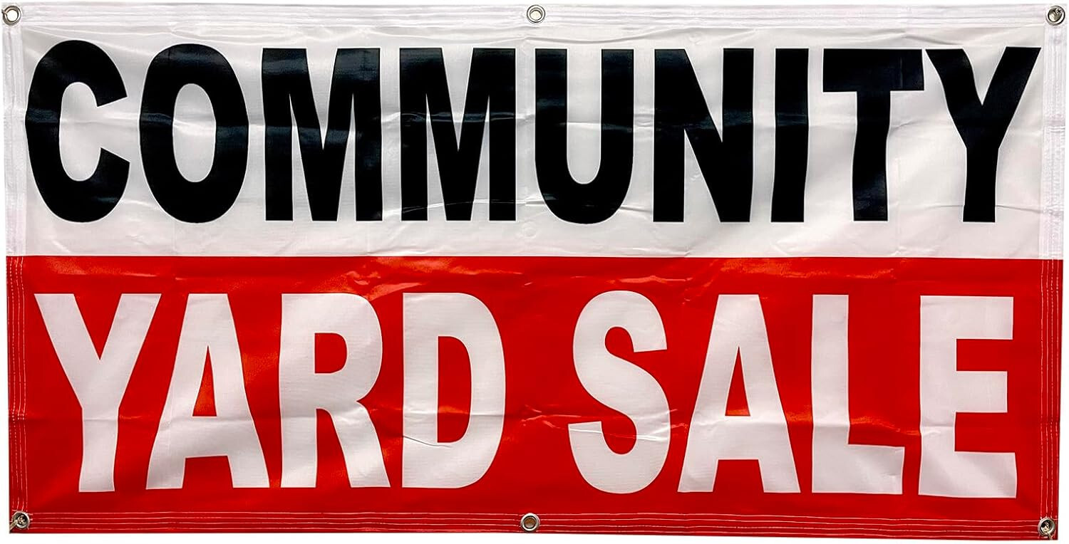 2×4 Ft COMMUNITY YARD SALE Banner Sign Polyester Fabric wrb