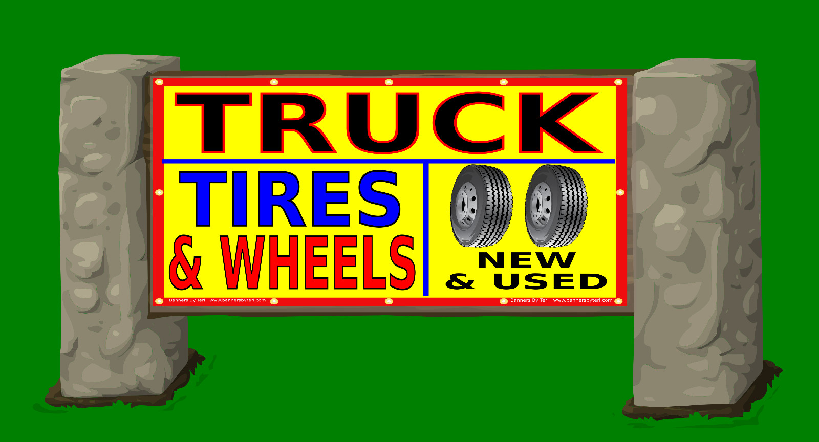 TRUCK TIRES & WHEELS – Vinyl Banner Signs – Fast Shipping – USA MADE – QUALITY