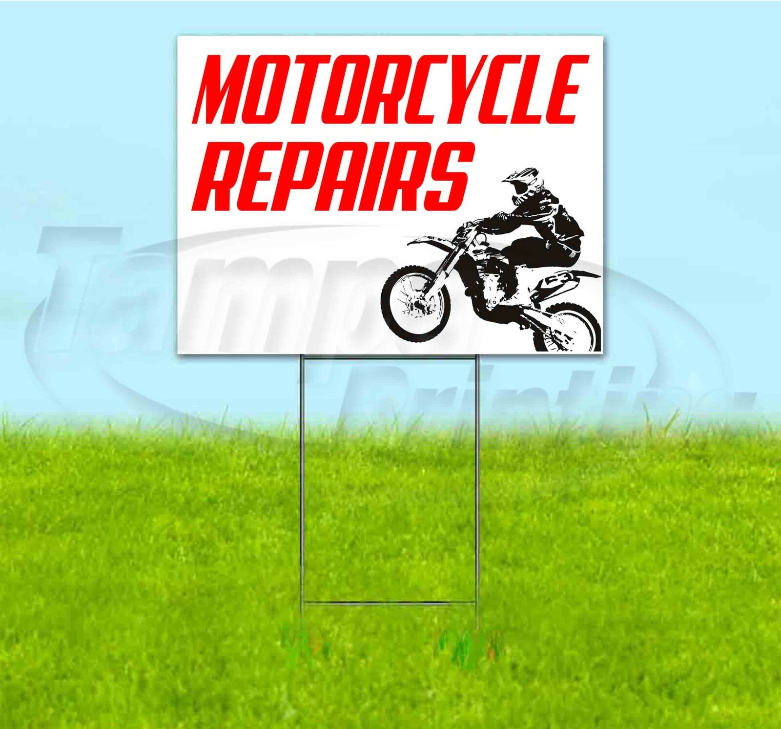MOTORCYLE REPAIRS 18×24 Yard Sign WITH STAKE Corrugated Bandit BUSINESS SERVICE