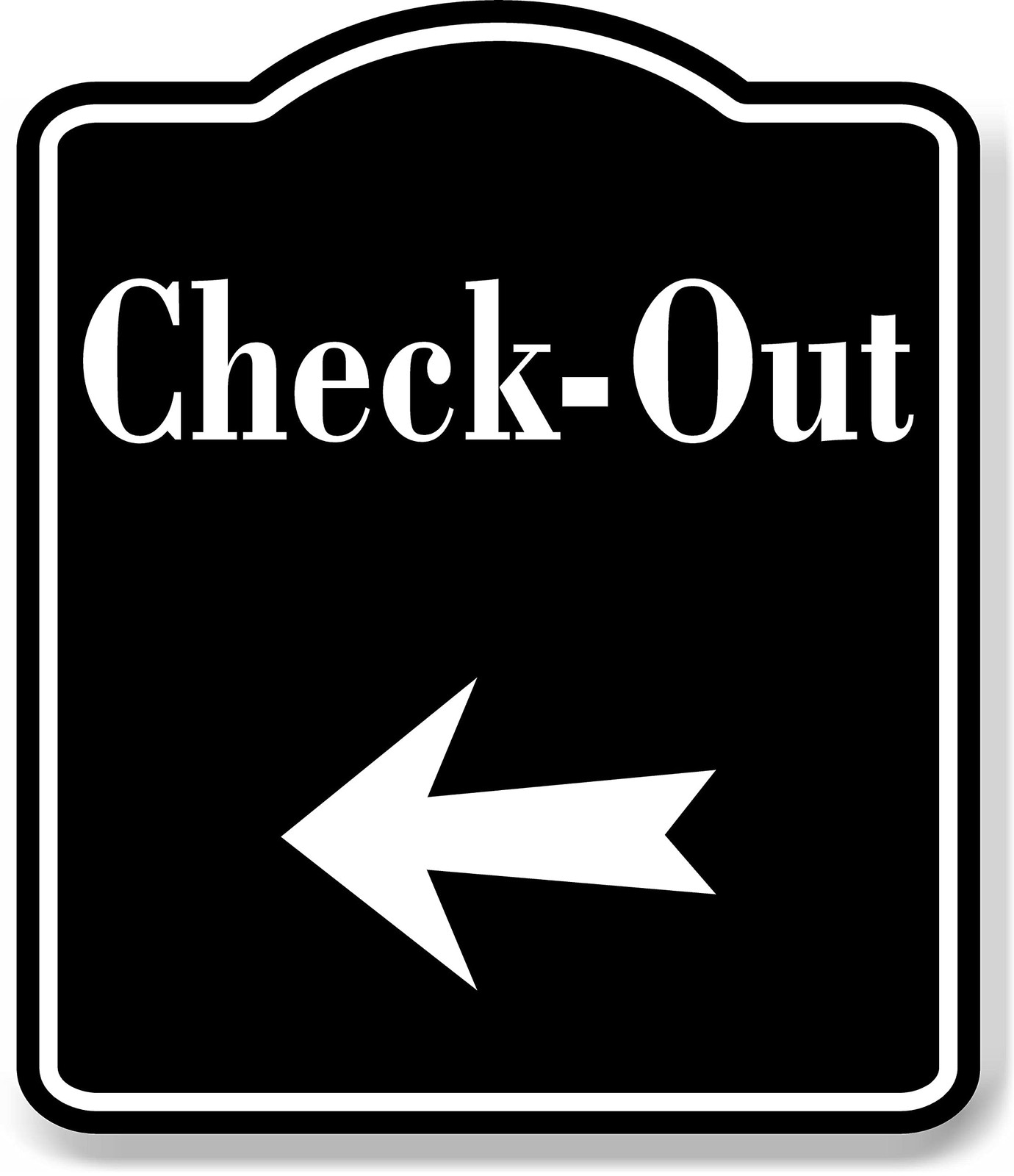 CheckOut Left Arrow Sign Black Aluminum Composite Hotel Front Desk 8.5×10 In