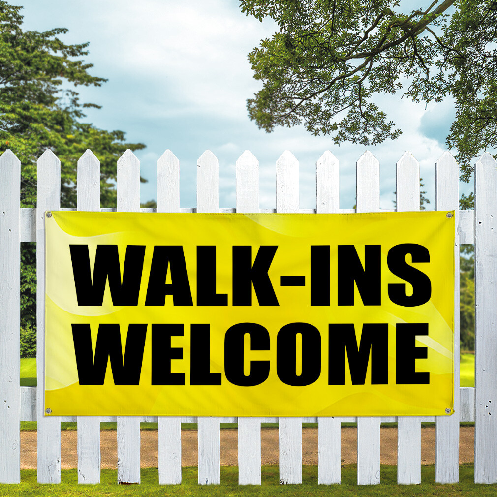 Vinyl Banner Multiple Sizes Walk-Ins Welcome Advertising Printing B Business