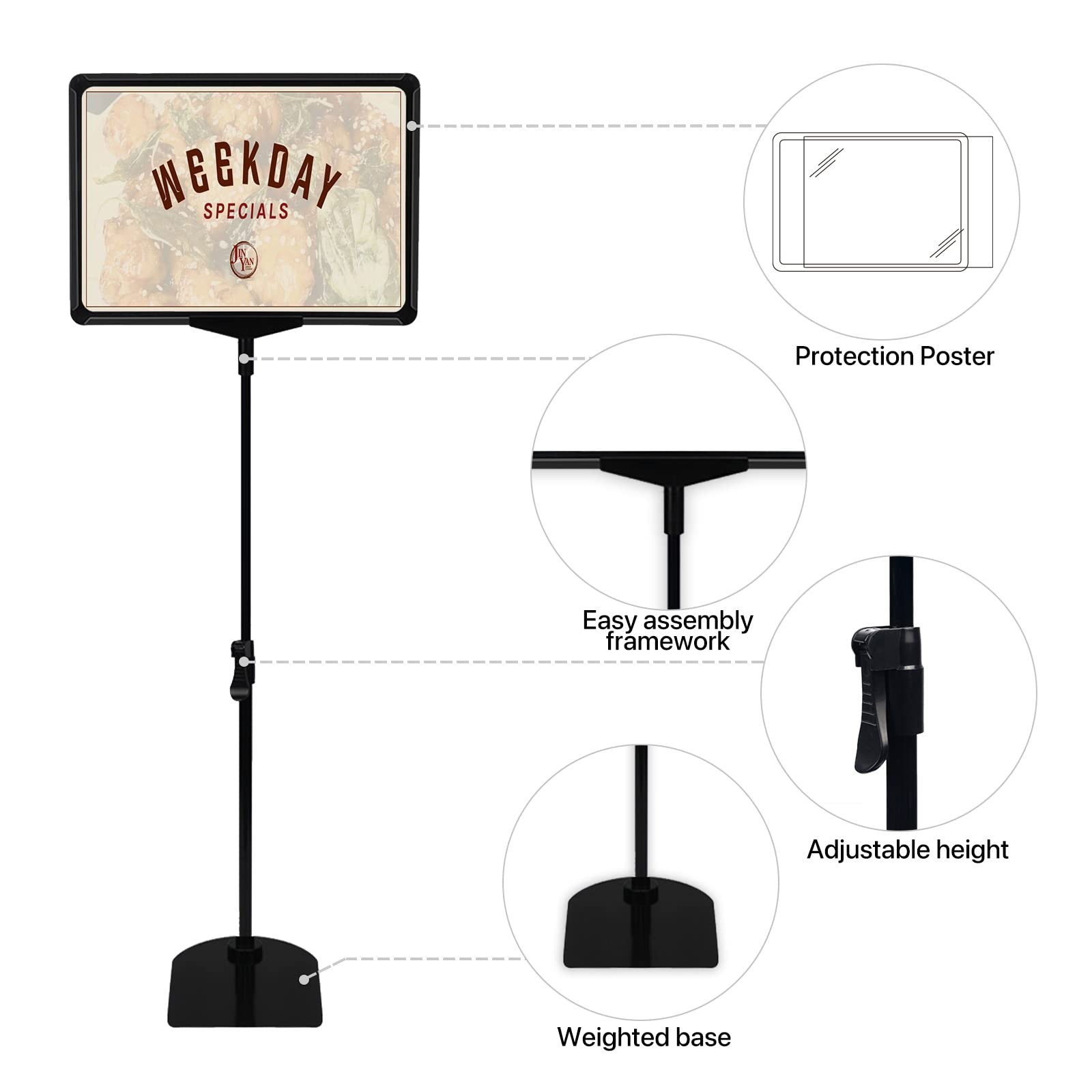 Sign Holder Stand, 8.5×11 Inch Adjustable Tabletop Sign Holder Floor Stand fo…