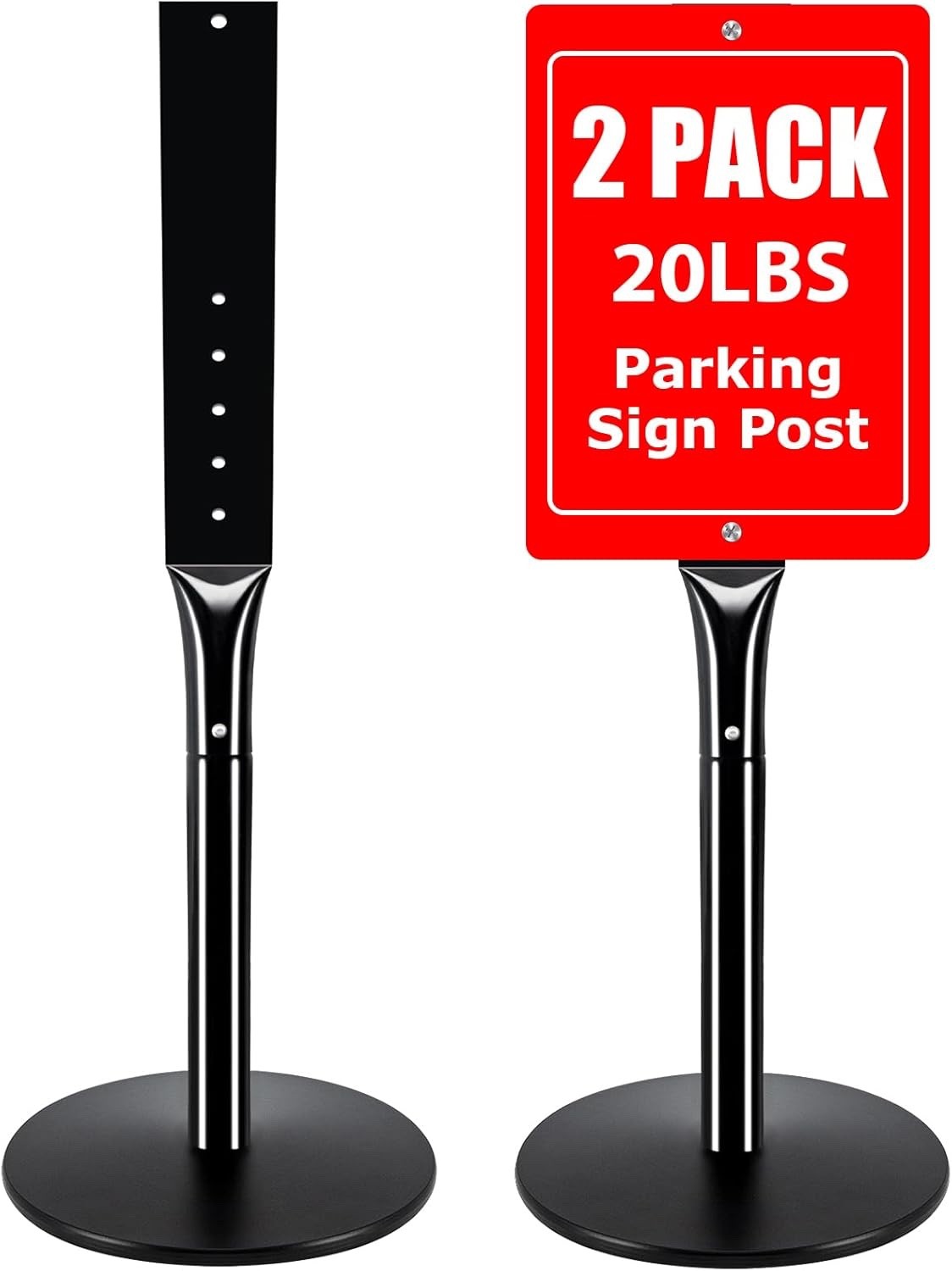 2 Pack 49&Prime; Heavy Duty Parking Sign Post Set – 20lbs Cast Iron Base for Outdoors