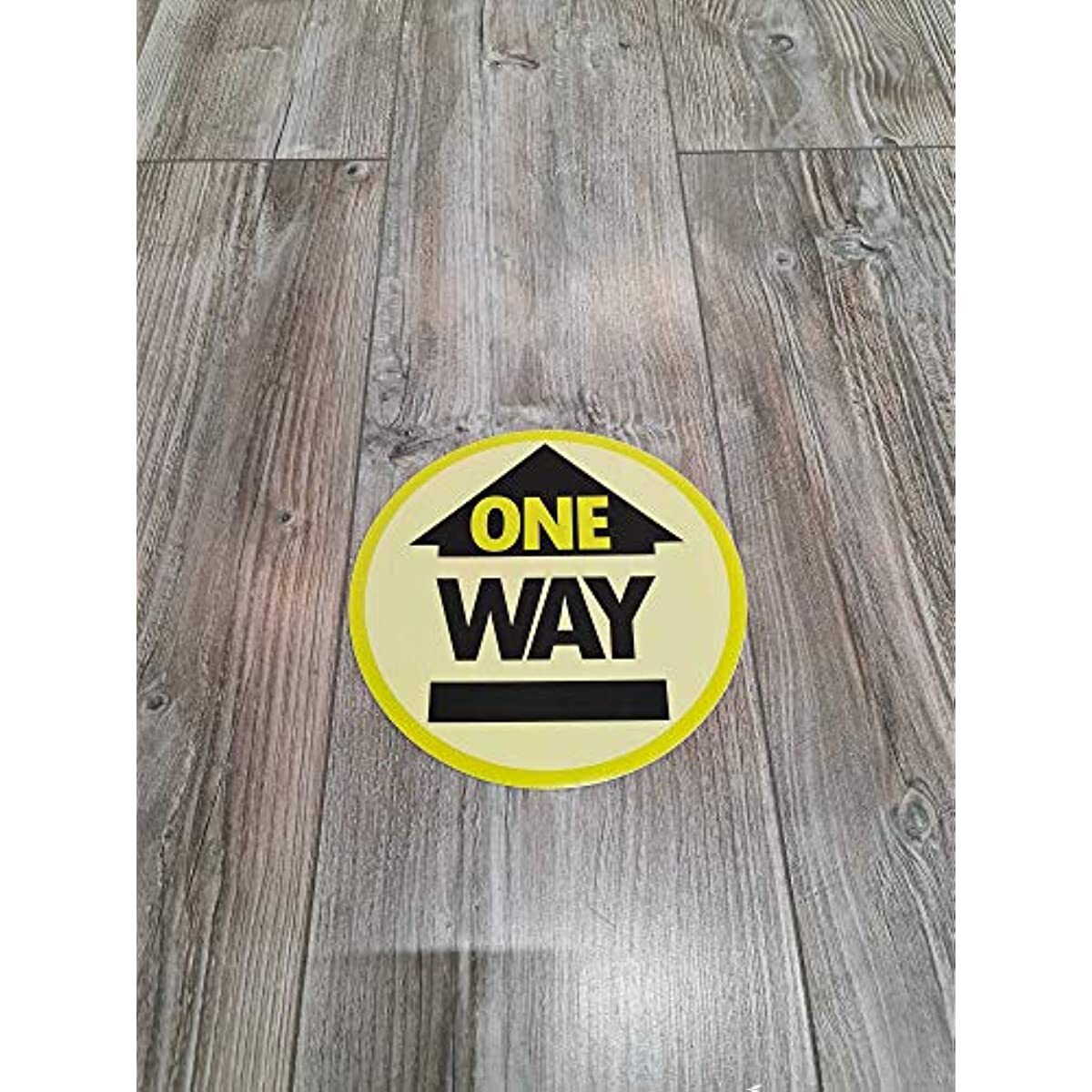 One Way Floor Decals for Social Distancing 10 Decals 7.5&Prime; Round
