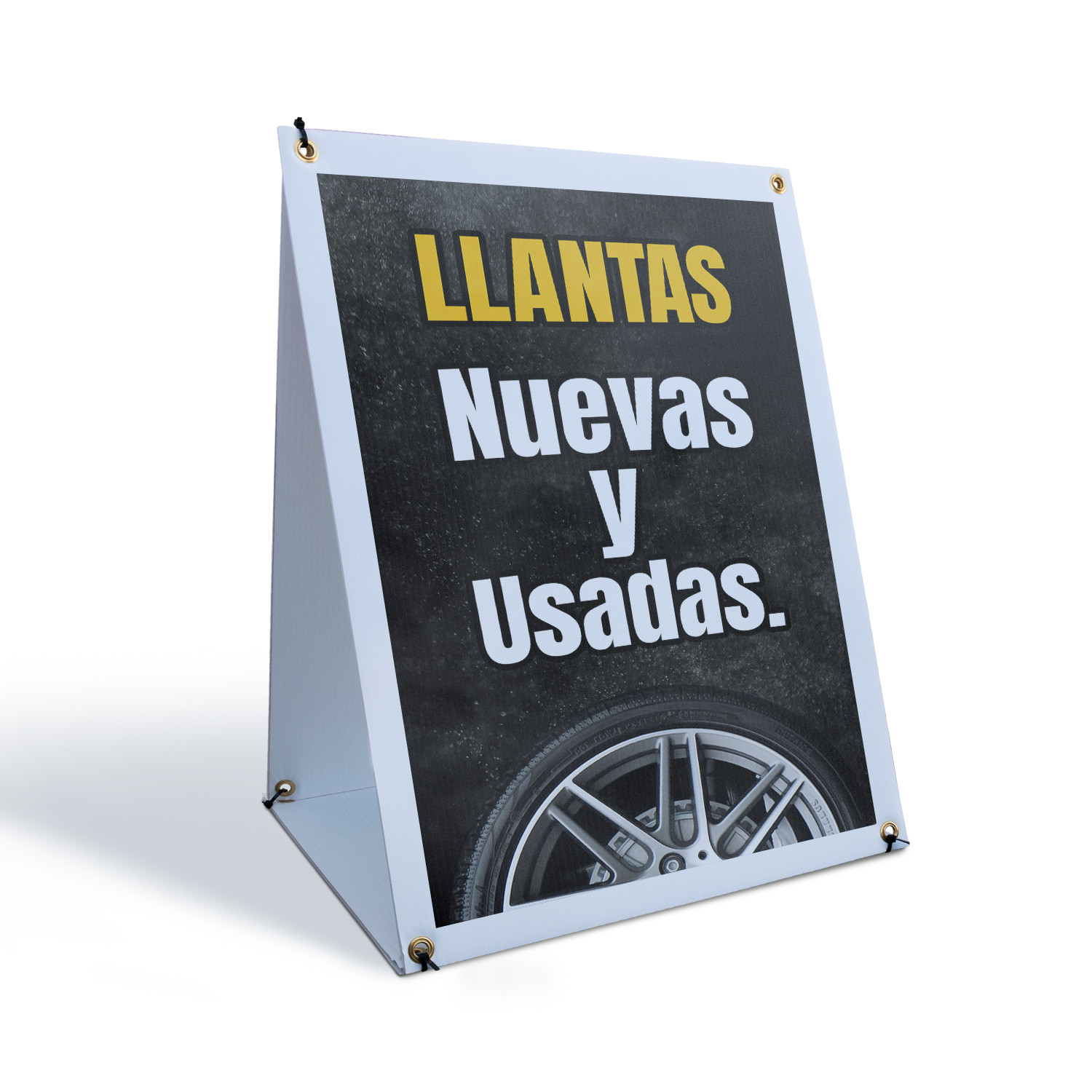 Llantas Nuevas y Usadas A-Frame Sidewalk Sign Spanish Tire Sale Auto Discount